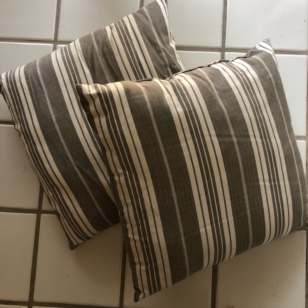 Grey & White Striped Throw Pillows